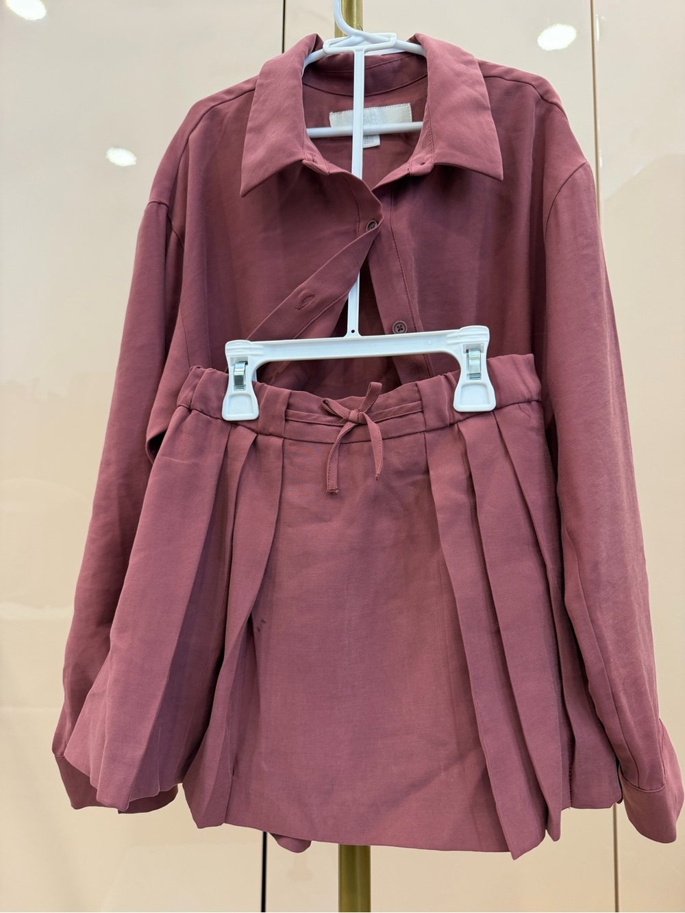 Zara Mauve Pink Girls Matching Shirt and skort Set